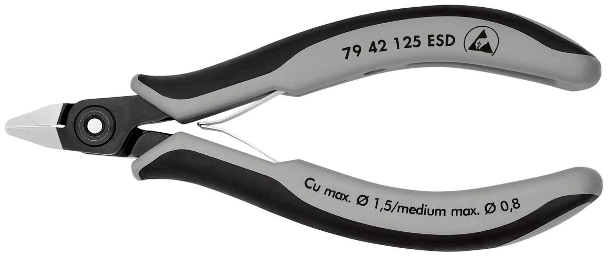 KNIPEX 79 42 125 ESD Precision Electronics Side Cutter ESD with multi-component handles burnished 125 mm 79 42 125 ESD 4003773061571