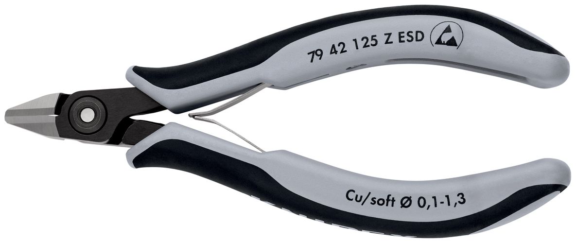 KNIPEX 79 42 125 Z ESD Precision Electronics Side Cutter ESD with multi-component handles burnished 125 mm 79 42 125 Z ESD 4003773078456