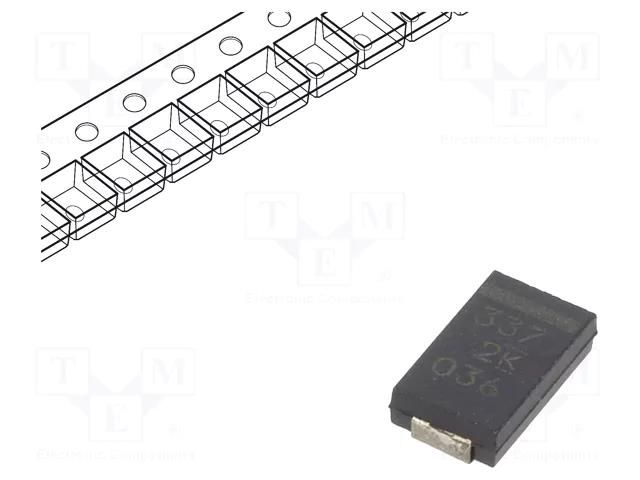 Capacitor: polymer; low ESR; 330uF; 2VDC; V; 2917; SMD; ESR: 9mΩ; A700 KEMET A700V337M002ATE009