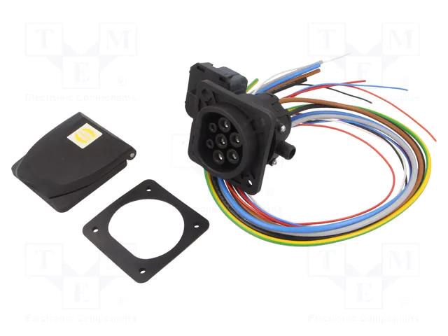 Connector: eMobility; H07V2-K; 2x0.75mm2,5x6mm2; 480V; 22kW; IP54 HARTING 61132130371