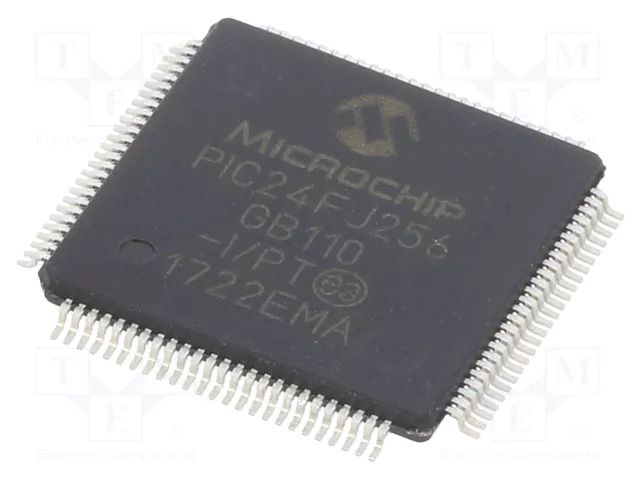 IC: PIC microcontroller; 256kB; 32MHz; SMD; TQFP100; PIC24; in-tray MICROCHIP TECHNOLOGY 24FJ256GB110-I/PT