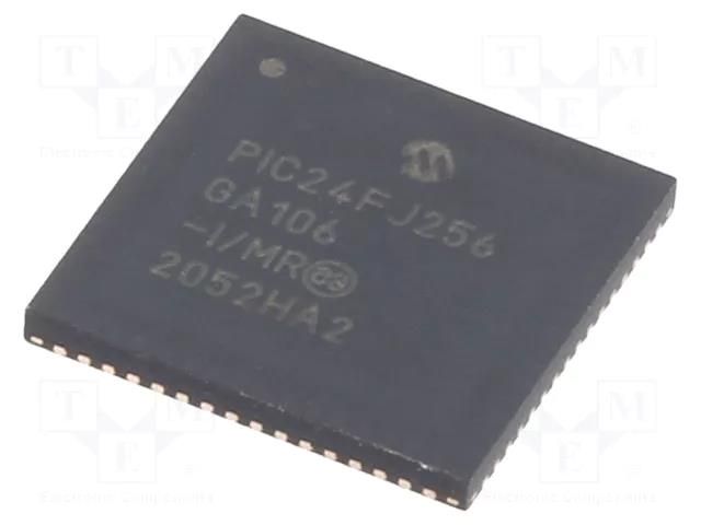 IC: PIC microcontroller; 256kB; 32MHz; SMD; QFN64; PIC24; tube MICROCHIP TECHNOLOGY 24FJ256GA106-I/MR