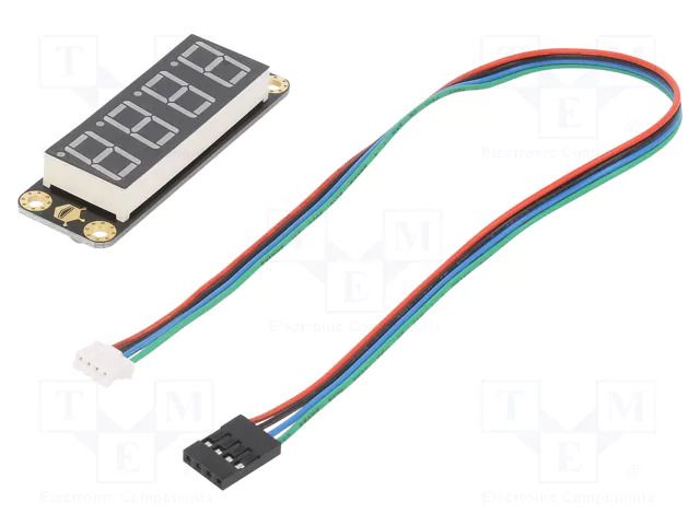 Display: LED; No.char: 4; red; 67x22mm; Gravity; 5VDC; Interface: I2C DFROBOT DF-DFR0645-R