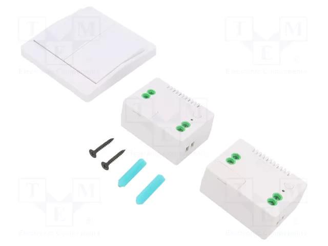 Wireless control set; wall mount,glued,screw; 230VAC; relay OPTOFLASH CTR-LUNA230-1DS2C