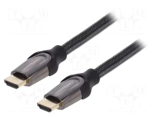 Cable; HDMI plug,both sides; PVC; textile; HDMI 1.3; 15m; black VENTION VAA-B05-B1500