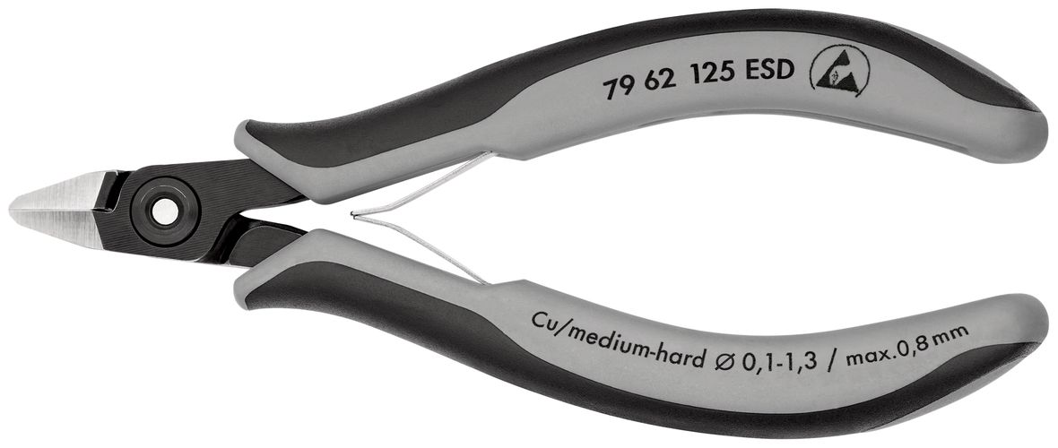 KNIPEX 79 62 125 ESD Precision Electronics Side Cutter ESD with multi-component handles burnished 125 mm 79 62 125 ESD 4003773065166