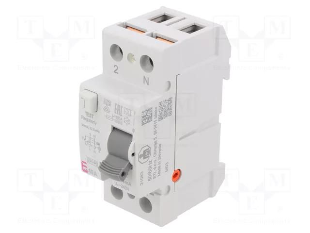RCD breaker; Inom: 40A; Ires: 30mA; Poles: 2; 230V,400V; IP20; EFI ETI POLAM 002061112