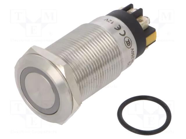 Switch: vandal resistant; Pos: 2; SPDT; 3A/220VAC; 5A/24VDC; IP65 ONPOW LAS1GQF-11ZDLY/12V