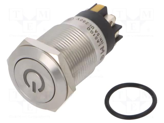 Switch: vandal resistant; Pos: 2; SPDT; 3A/220VAC; 5A/24VDC; IP65 ONPOW LAS1GQF-11DTLY/12V
