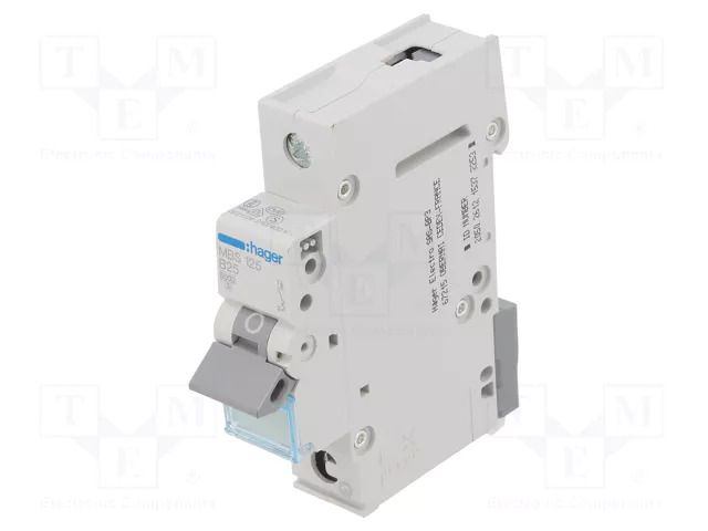 Circuit breaker; 230/400VAC; Inom: 25A; Poles: 1; Charact: B; 6kA HAGER MBS125