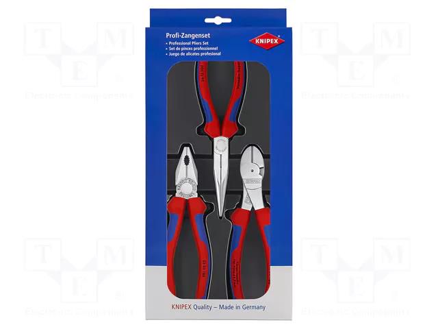 Kit: pliers; side,half-rounded nose,universal; 3pcs. KNIPEX KNP.002011V01