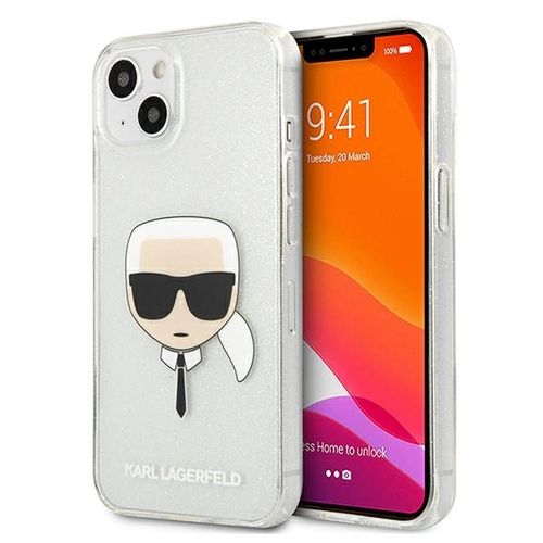 Karl Lagerfeld Glitter Karl&#39;s Head case for iPhone 13 mini - silver, Karl Lagerfeld 3666339027452 3666339027452