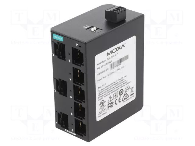 Unmanaged; Number of ports: 8; 9.6÷60VDC; for DIN rail mounting MOXA EDS-2008-ELP
