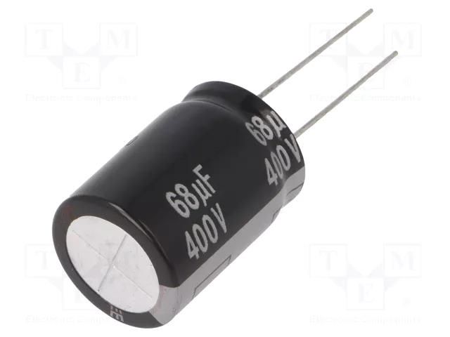 Capacitor: electrolytic; THT; 68uF; 400VDC; Ø18x25mm; ±20%; 10000h PANASONIC EEUEE2G680