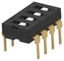 DIP SW, 4CKT, SPST, 0.025A, 24VDC, TH ADFN04TTU04.