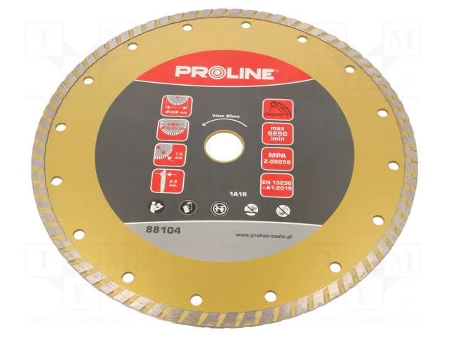 Cutting diamond wheel; Ø: 230mm; Øhole: 22.23mm; Disc thick: 2.8mm PROLINE PRE-88104