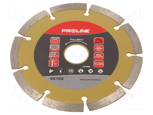 Cutting diamond wheel; Ø: 125mm; Øhole: 22.23mm; Disc thick: 2.2mm PROLINE PRE-86102