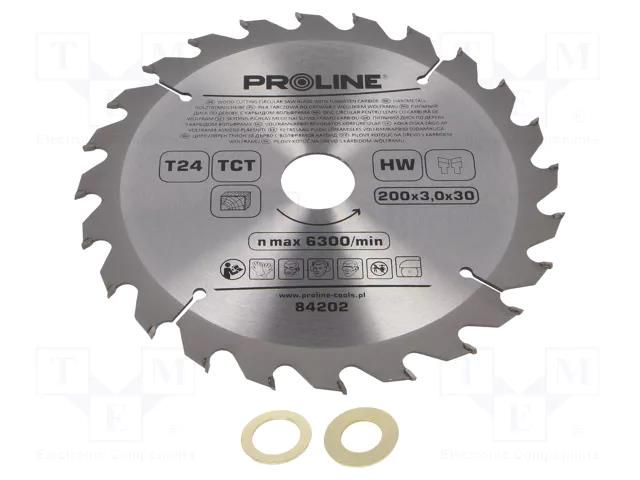 Circular saw; Ø: 200mm; Øhole: 30mm; Teeth: 24; cemented carbide PROLINE PRE-84202