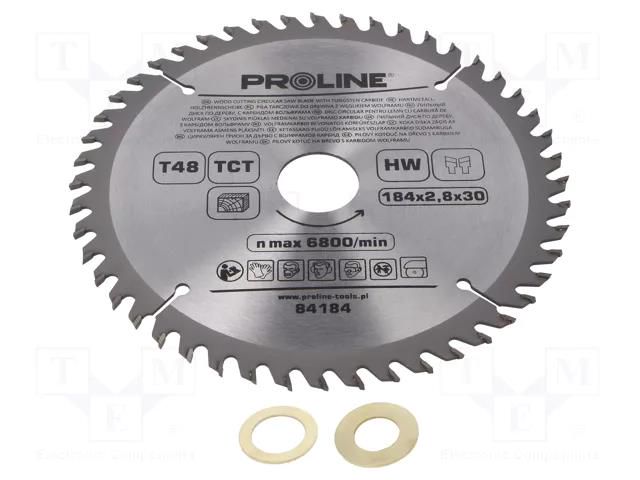 Circular saw; Ø: 184mm; Øhole: 30mm; Teeth: 48; cemented carbide PROLINE PRE-84184