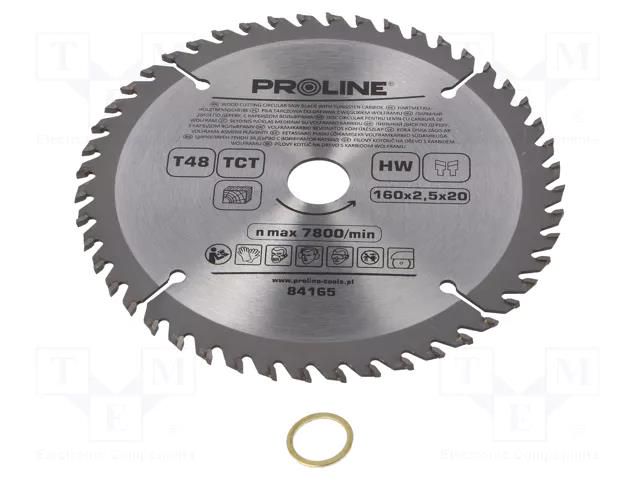 Circular saw; Ø: 160mm; Øhole: 20mm; Teeth: 48; cemented carbide PROLINE PRE-84165