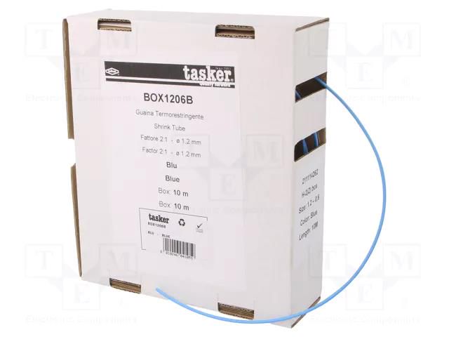 Heat shrink sleeve; glueless; 2: 1; 1.2mm; L: 10m; blue; polyolefine TASKER BOX1206B