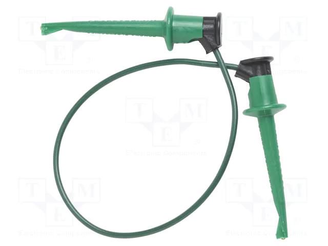Test lead; 60VDC; 30VAC; 5A; clip-on hook probe,both sides; green POMONA POM-3781-36-5