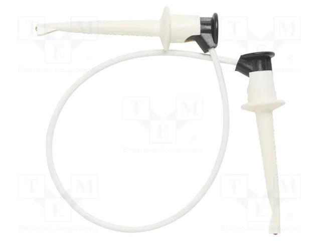 Test lead; 60VDC; 30VAC; 5A; clip-on hook probe,both sides; white POMONA POM-3781-60-9