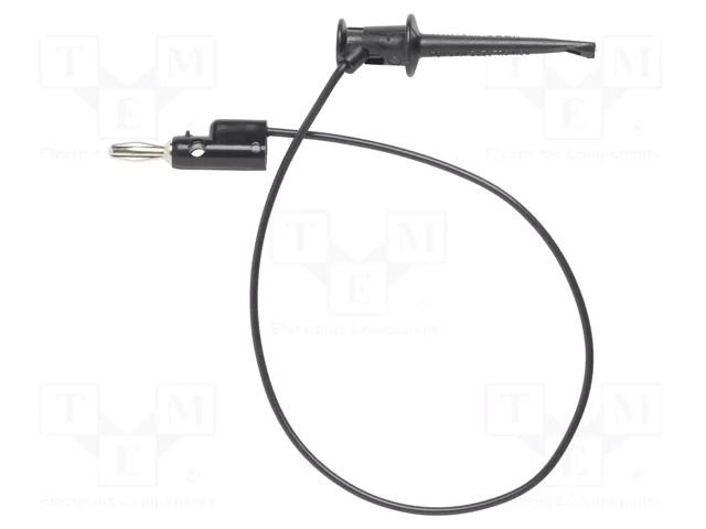 Test lead; 60VDC; 30VAC; 5A; clip-on hook probe,banana plug 4mm POMONA POM-3782-60-0