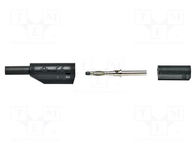 Connector: 2mm banana; plug; 10A; 600V; black; nickel plated POMONA POM-72925-0