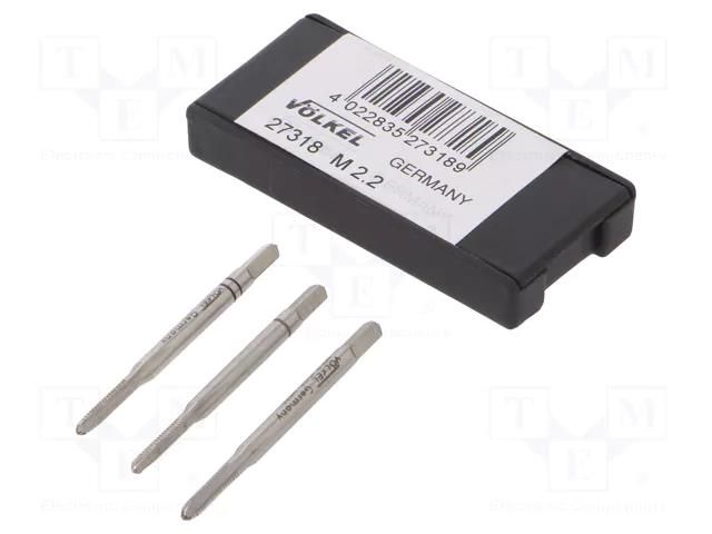 Tap; high speed steel grounded HSS-G; M2,2; 0.45; 36mm; 2,1mm VÖLKEL VOLKEL-27318