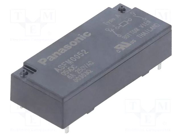 Relay: miniature; NC + NO; Ucoil: 5VDC; 6A; 4A/250VAC; 4A/30VDC PANASONIC ASFM0052S