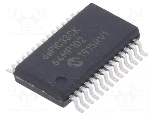 IC: dsPIC microcontroller; 64kB; 8kBSRAM; SSOP28; DSPIC; 0.65mm MICROCHIP TECHNOLOGY 33CK64MP102-E/SS