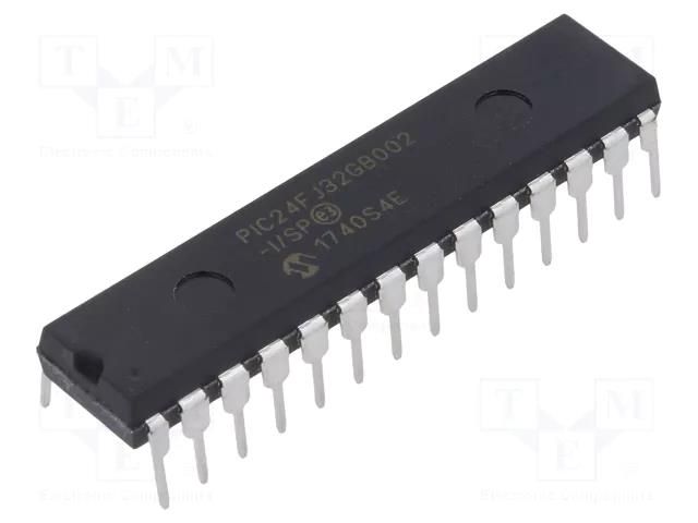 IC: PIC microcontroller; 32kB; 32MHz; THT; DIP28; PIC24; tube MICROCHIP TECHNOLOGY 24FJ32GB002-I/SP