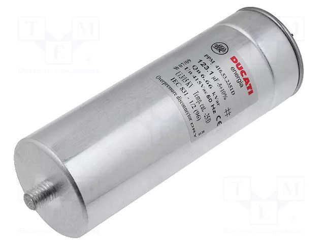 Capacitor: energy; three-phase; Q@50Hz: 6.66kVAR; 415VAC; 123.1uF DUCATI ENERGIA 416.53.2351
