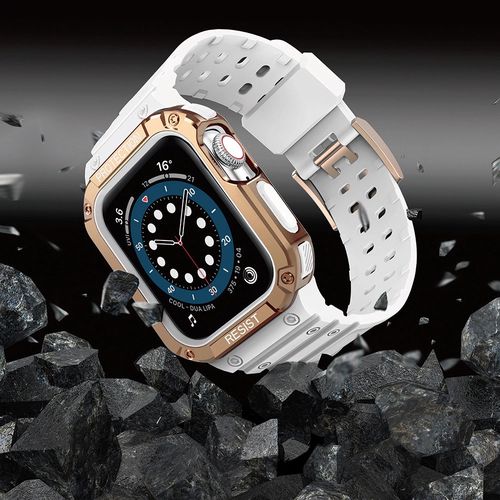 Protect Strap Band for Apple Watch 38/40/41mm Armored Case Strap - White, Rose Gold, Hurtel 9145576231586 9145576231586