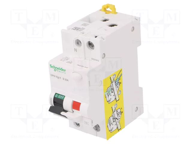 RCBO breaker; Inom: 20A; Ires: 30mA; Max surge current: 250A; IP20 SCHNEIDER ELECTRIC A9D22620