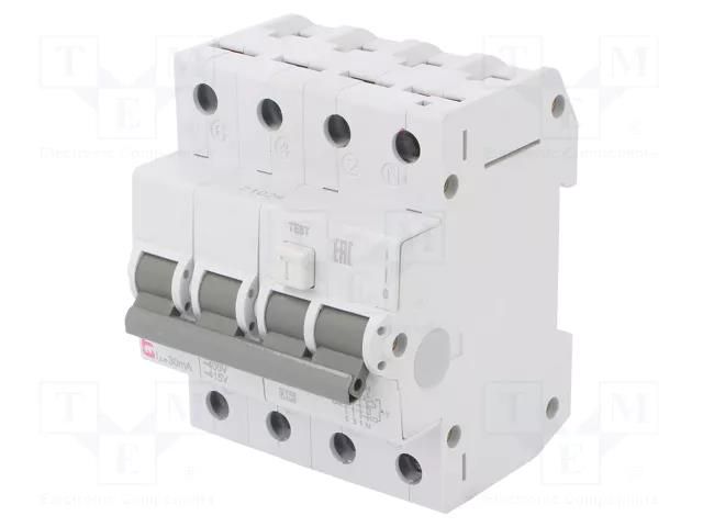 RCBO breaker; Inom: 20A; Ires: 30mA; Poles: 3+N; 230/400VAC; IP20 ETI POLAM 002174005