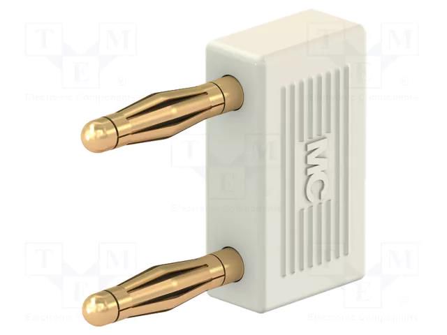 Connector: 2mm banana; stackable safety shunt; white; 10A; 19.5mm STÄUBLI KS2-10L/1-29