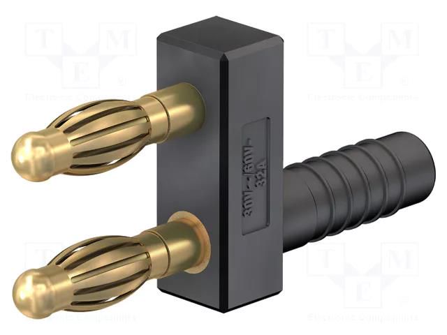 Connector: 4mm banana; stackable safety shunt; 32A; black; 43mm STÄUBLI KS4-11L/1A/A-21