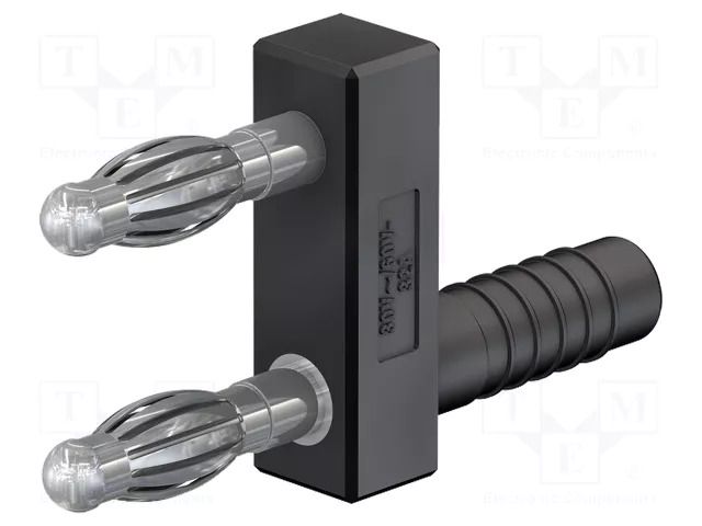 Connector: 4mm banana; stackable safety shunt; 32A; black; 43mm STÄUBLI KS4-14LA/N-21
