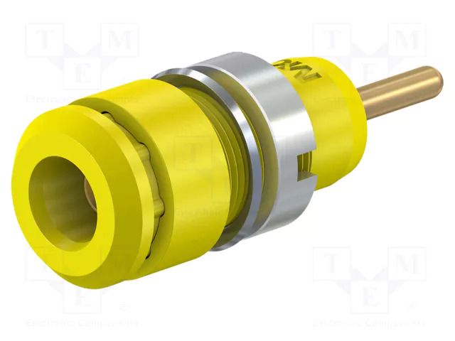 Connector: 2mm banana; socket; 10A; 29mm; yellow; on panel STÄUBLI SLB2-R-24