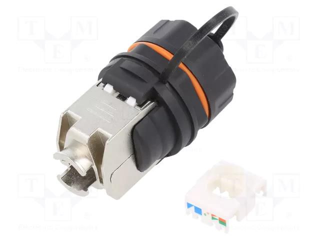 Connector: RJ45; socket; Cat: 6a; shielded; Layout: 8p8c; IP68; black LOGILINK LOG-NP0085