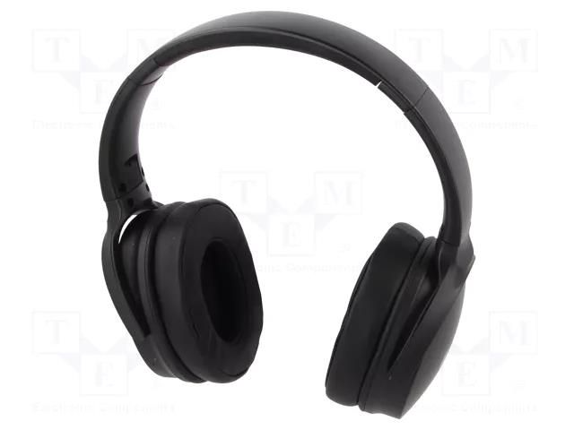 Wireless headphones with microphone; black; 20Hz÷22kHz; 64Ω QOLTEC QOLTEC-50851
