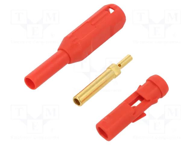 Connector: 2mm banana; socket; 38.2mm; red; soldered,crimped STÄUBLI MS255-B-22