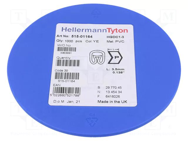 Markers; Marking: P; 1÷3mm; PVC; yellow; -65÷105°C; leaded; HGDC1-3 HELLERMANNTYTON HGDC1-3P-PVC-YE