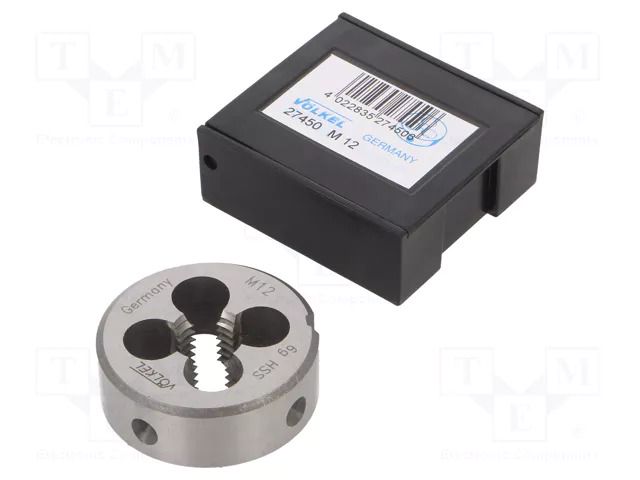 Threading die; high speed steel; M12; 1.75; Ø: 38mm; Thk: 14mm; 6g VÖLKEL VOLKEL-27450