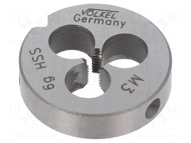 Threading die; high speed steel; M3; 0.5; Ø: 20mm; Thk: 5mm; 6g VÖLKEL VOLKEL-27426