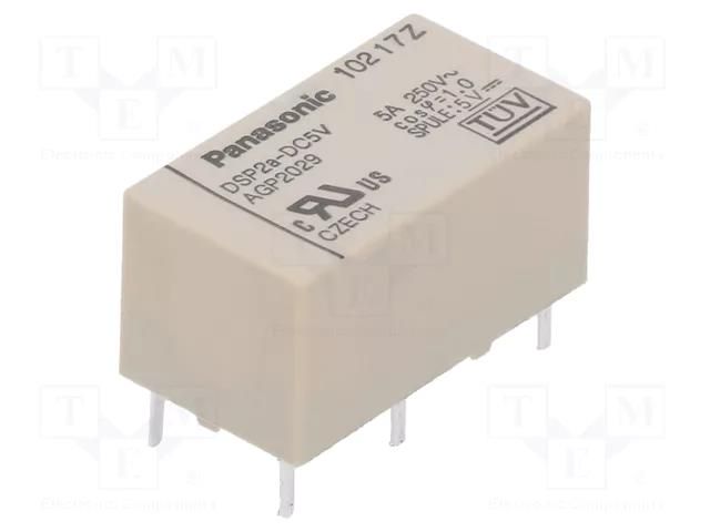 Relay: electromagnetic; DPST; Ucoil: 5VDC; Icontacts max: 5A; DSP PANASONIC DSP2A-DC5V