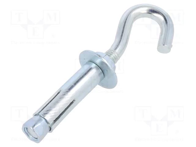 Hook; angular,with a anchor; steel; zinc; Thread len: 60mm DROMET D-ZHR.8100