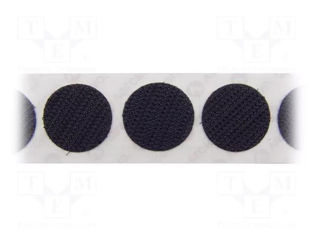 Tape: hook and loop; hook; acrylic; black; Application: fixing VELCRO® COIN-H-19-PS18-BK